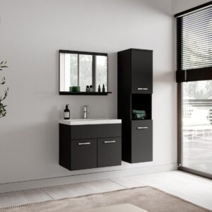 wohnli-moebel-suche-800001389891-1 BADEZIMMERSCHRANK Montreal mit 2 Türen Grün Matt - 30 x 30 x 130 cm Holz Badplaats Möbel > Schränke > Badezimmerschränke Schwarz