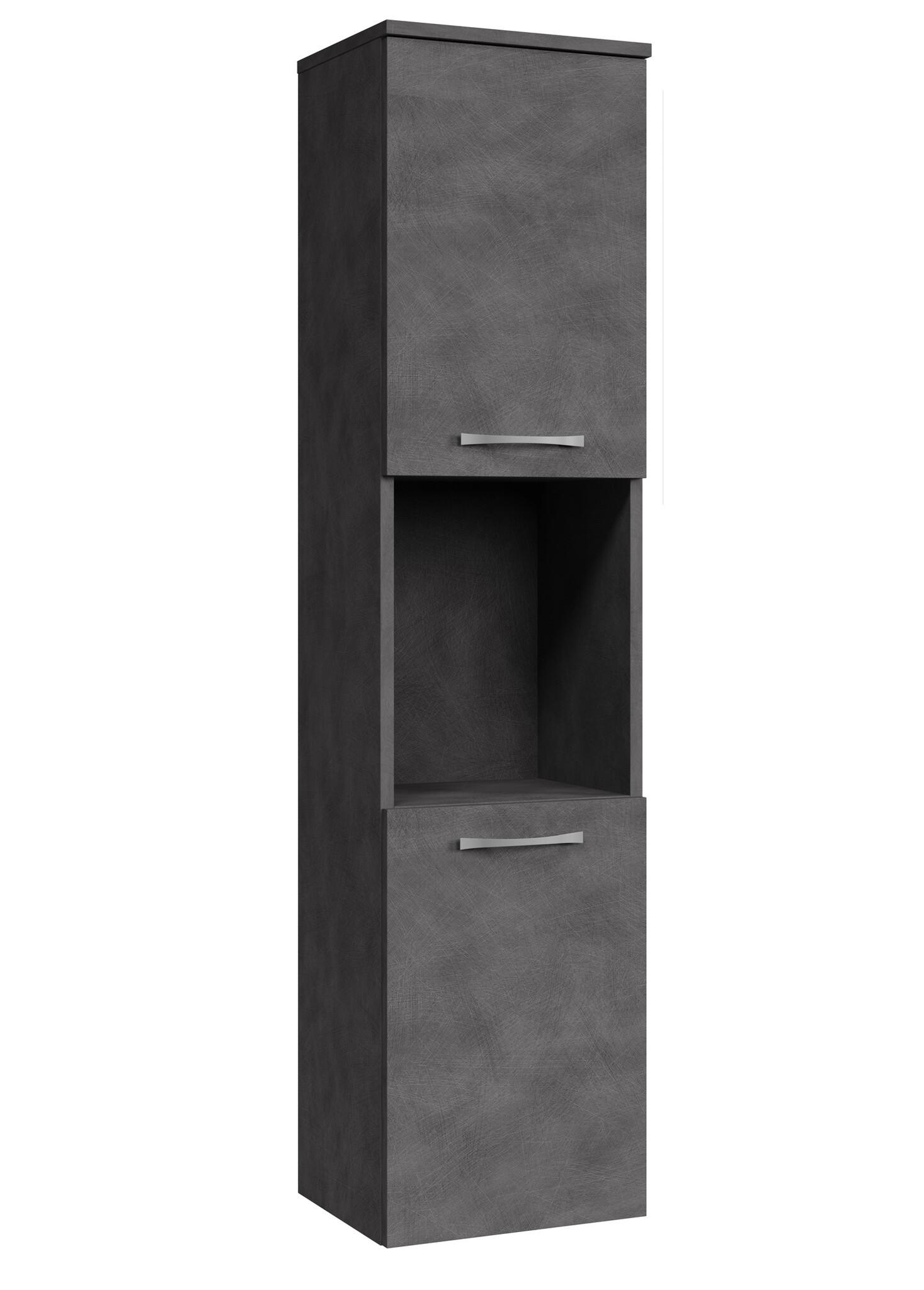 Wohnli Möbelsuche - BADEZIMMERSCHRANK Montreal mit 2 Türen Dunkel Grau - 30 x 30 x 130 cm