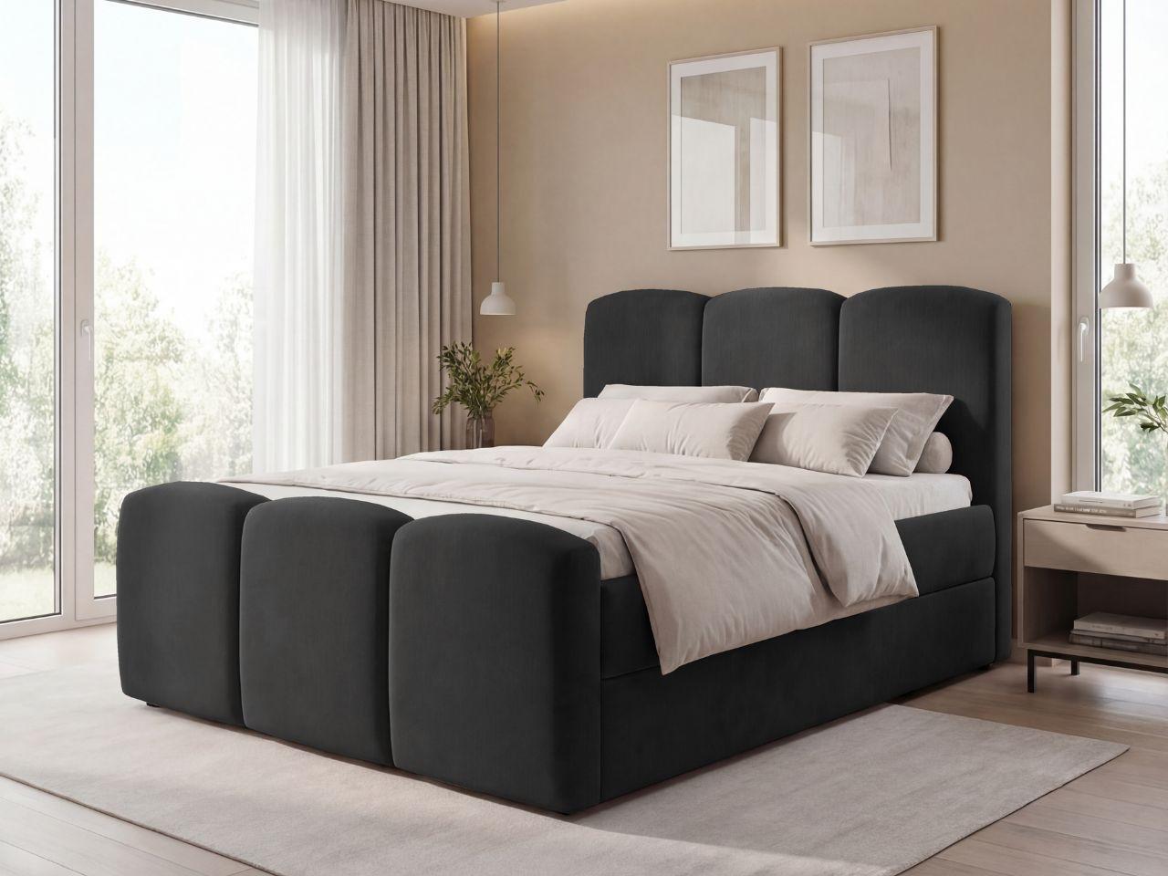 BOXBETT Campi 160x200 Schwarz Textil Graingold Möbel > Betten > Boxspringbetten Schwarz