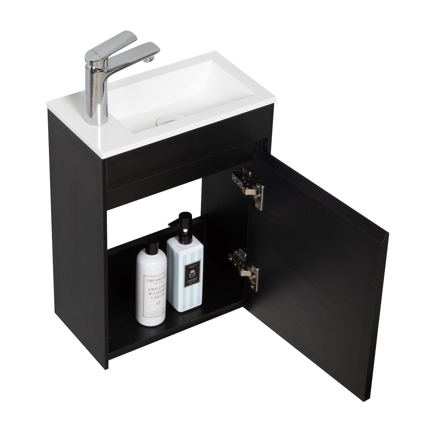 wohnli-moebel-suche-800001394661-1 GÄSTE-WC-MÖBELSET Sinta 2 Teile Schwarz Holz - 40 x 22 x 54 cm Holz Badplaats Möbel > Schränke > Badezimmerschränke > Waschtische Schwarz