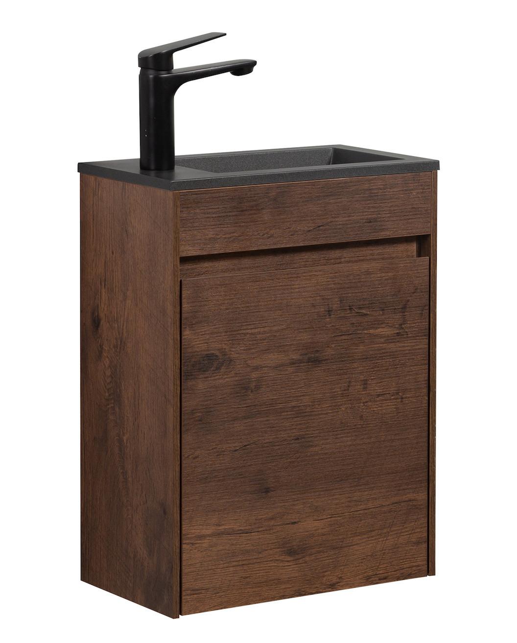 wohnli-moebel-suche-800001394670 Wohnli Möbelsuche - GÄSTE-WC-MÖBELSET Sinta 2 Teile Walnuss Braun - Schwarze Waschbecken - 40 x 22 x 54 cm
