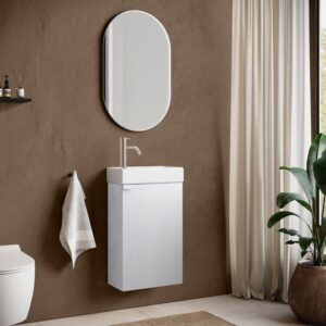 GÄSTE-WC-MÖBELSET Apollo 2 Teile Weiß Hochglanz - 40 x 22 x 68 cm Holz Badplaats Möbel > Schränke > Badezimmerschränke > Waschtische Weiß