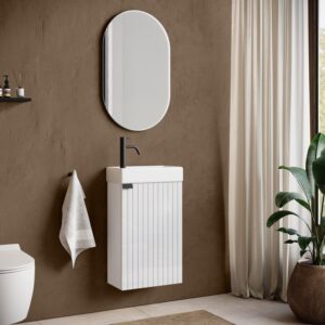 wohnli-moebel-suche-800001394710-1 GÄSTE-WC-MÖBELSET Bosco 2 Teile Weiß Matt - 40 x 22 x 68 cm Holz Badplaats Möbel > Schränke > Badezimmerschränke > Waschtische Weiß