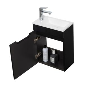 wohnli-moebel-suche-800001394722-1 GÄSTE-WC-MÖBELSET Thermis 2 Teile Schwarz Matt - 40 x 22 x 53 cm Holz Badplaats Möbel > Schränke > Badezimmerschränke > Waschtische Schwarz