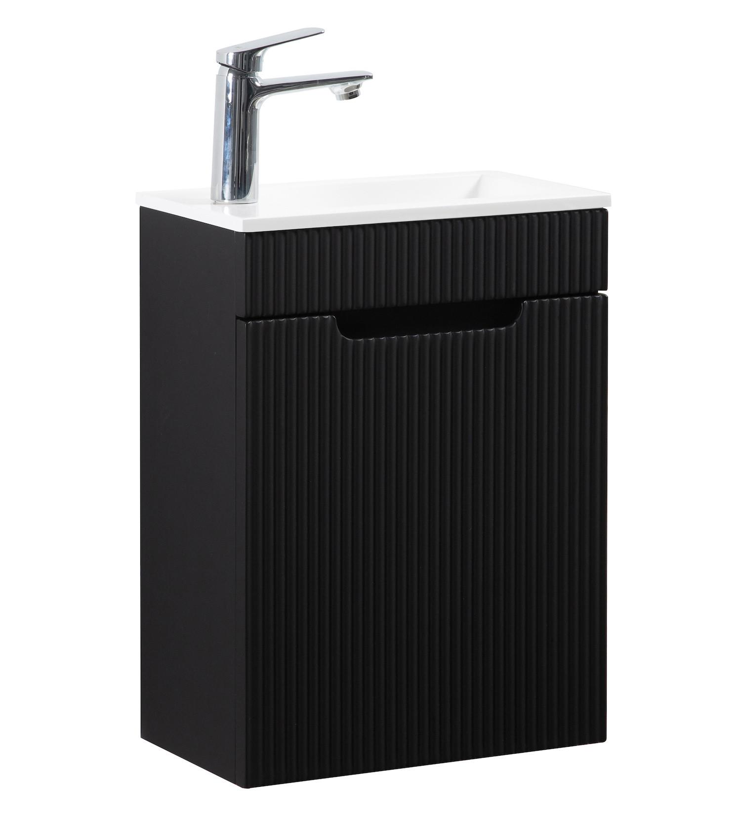 wohnli-moebel-suche-800001394722 Wohnli Möbelsuche - GÄSTE-WC-MÖBELSET Thermis 2 Teile Schwarz Matt - 40 x 22 x 53 cm
