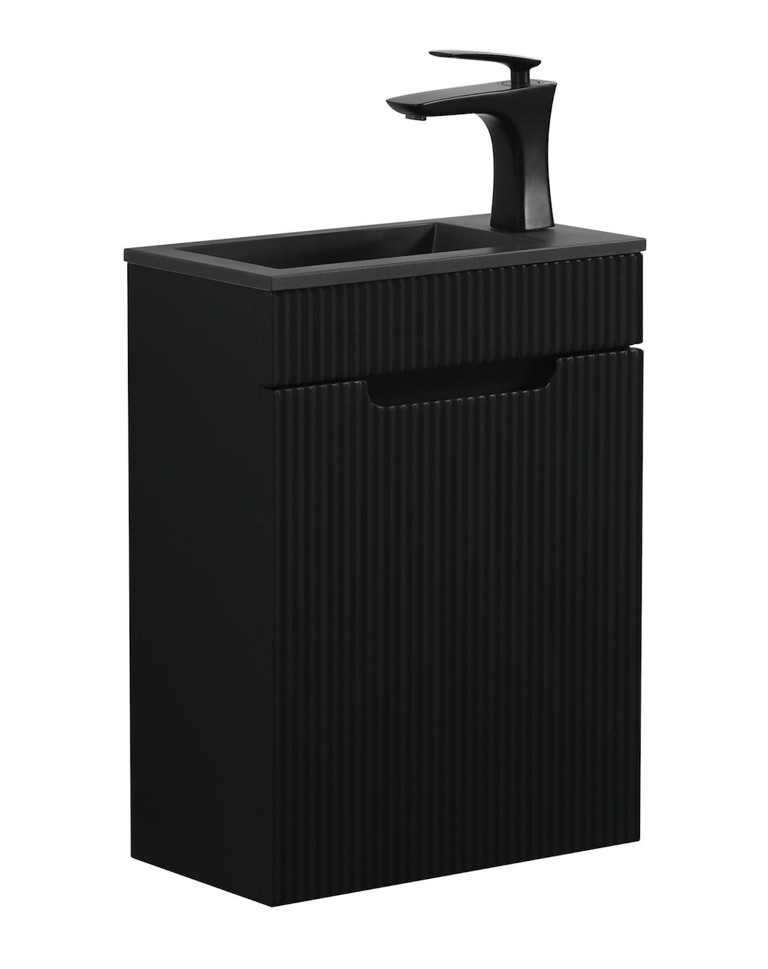 wohnli-moebel-suche-800001394724 Wohnli Möbelsuche - GÄSTE-WC-MÖBELSET Thermis 2 Teile Schwarz Matt - Schwarzes Waschbecken - 40 x 22 x 53 cm