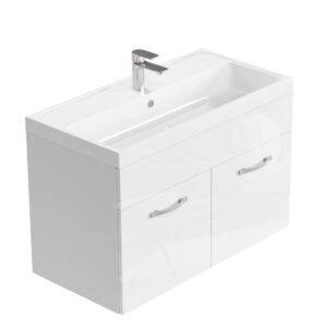 wohnli-moebel-suche-800001399491-1 BADMÖBEL-SET Paso 2 Teile Weiß Hochglanz - 80 x 40 x 55 cm Holz Badplaats Möbel > Schränke > Badezimmerschränke > Waschtische Weiß