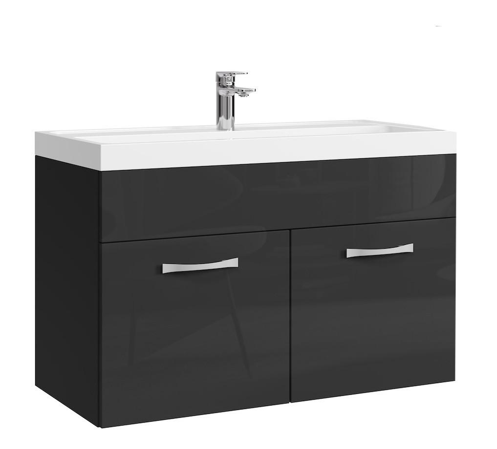 wohnli-moebel-suche-800001399506 Wohnli Möbelsuche - BADMÖBEL-SET Paso 2 Teile Schwarz Hochglanz - 80 x 35 x 55 cm