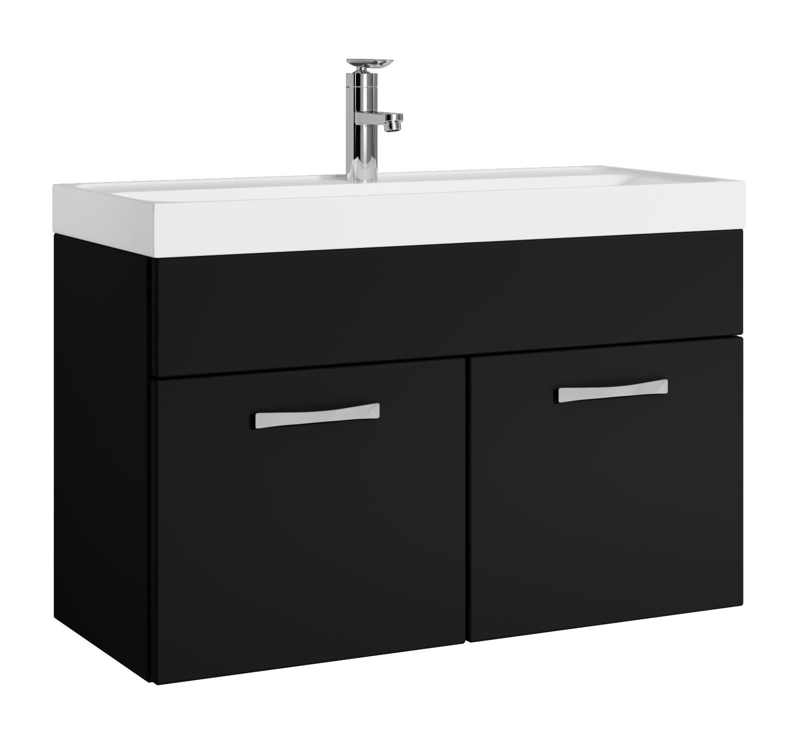 wohnli-moebel-suche-800001399509 Wohnli Möbelsuche - BADMÖBEL-SET Paso 2 Teile Schwarz Matt - 80 x 35 x 55 cm