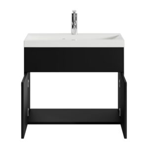 wohnli-moebel-suche-800001399524-1 BADMÖBEL-SET Montreal 2 Teile Schwarz Hochglanz - 60 x 35 x 51 cm Holz Badplaats Möbel > Schränke > Badezimmerschränke > Waschtische Schwarz