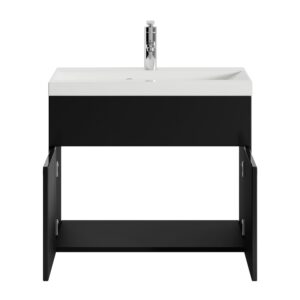 wohnli-moebel-suche-800001399536-1 BADMÖBEL-SET Montreal 2 Teile Schwarz Matt - 60 x 35 x 51 cm Holz Badplaats Möbel > Schränke > Badezimmerschränke > Waschtische Schwarz