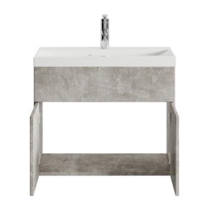 wohnli-moebel-suche-800001399539-1 BADMÖBEL-SET Montreal 2 Teile Beton Grau - 60 x 35 x 51 cm Holz Badplaats Möbel > Schränke > Badezimmerschränke > Waschtische Grau
