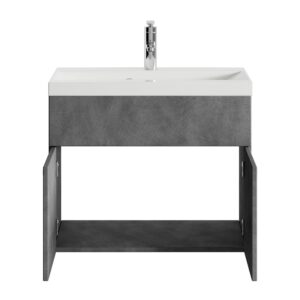 wohnli-moebel-suche-800001399541-1 BADMÖBEL-SET Montreal 2 Teile Dunkel Grau - 60 x 35 x 51 cm Holz Badplaats Möbel > Schränke > Badezimmerschränke > Waschtische Grau