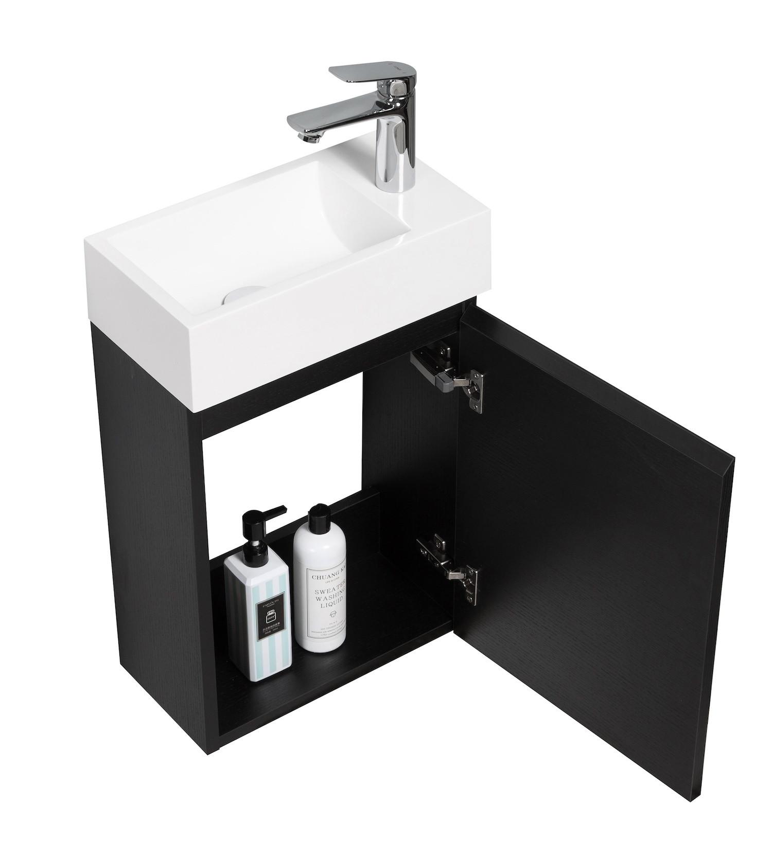 GÄSTE-WC-MÖBELSET Angela 2 Teile Schwarz Holz - 40 x 22 x 64 cm Holz Badplaats Möbel > Schränke > Badezimmerschränke > Waschtische Schwarz