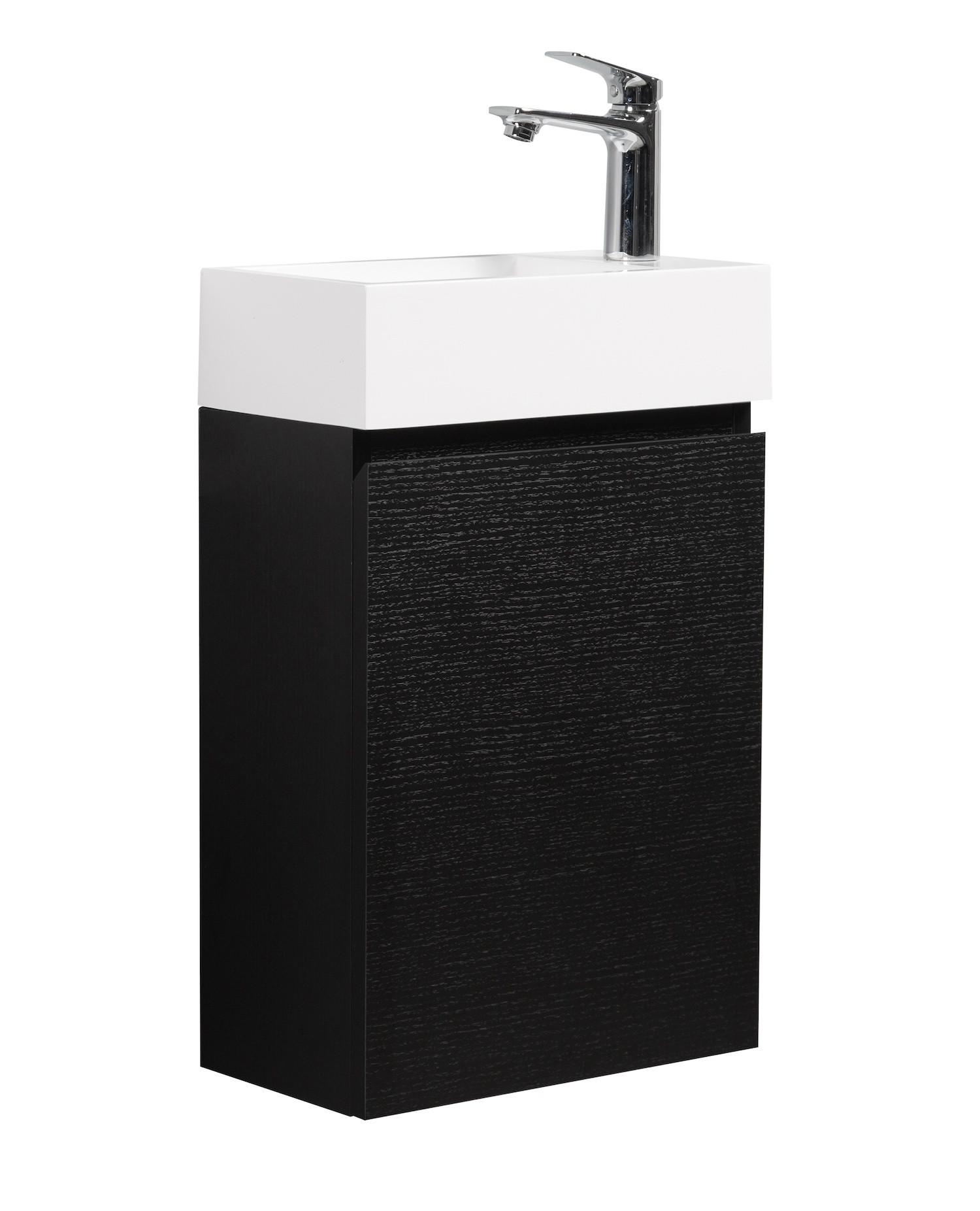 wohnli-moebel-suche-800001399550 Wohnli Möbelsuche - GÄSTE-WC-MÖBELSET Angela 2 Teile Schwarz Holz - 40 x 22 x 64 cm