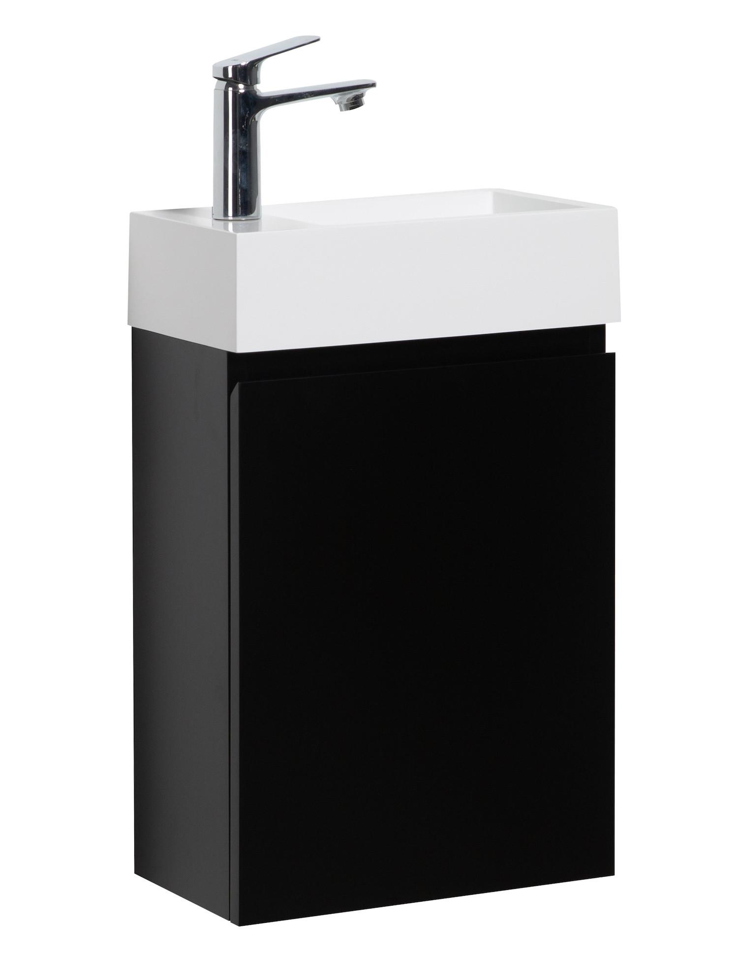 wohnli-moebel-suche-800001399551 Wohnli Möbelsuche - GÄSTE-WC-MÖBELSET Angela 2 Teile Schwarz Matt - 40 x 22 x 64 cm