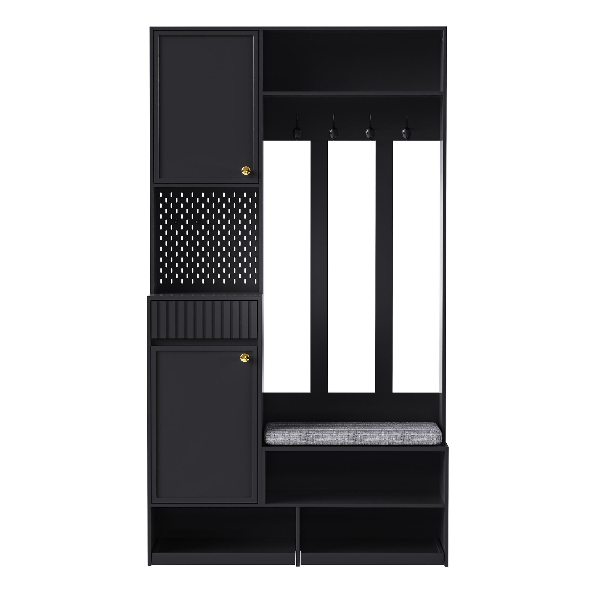 wohnli-moebel-suche-800001402770 Wohnli Möbelsuche - GARDEROBEN-SET 100 cm in Schwarz 6-in-1 Flurgarderobe