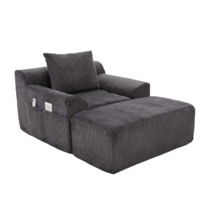 Wohnli Möbelsuche - SESSEL mit Hocker in Cord Übergroßer Relaxsessel