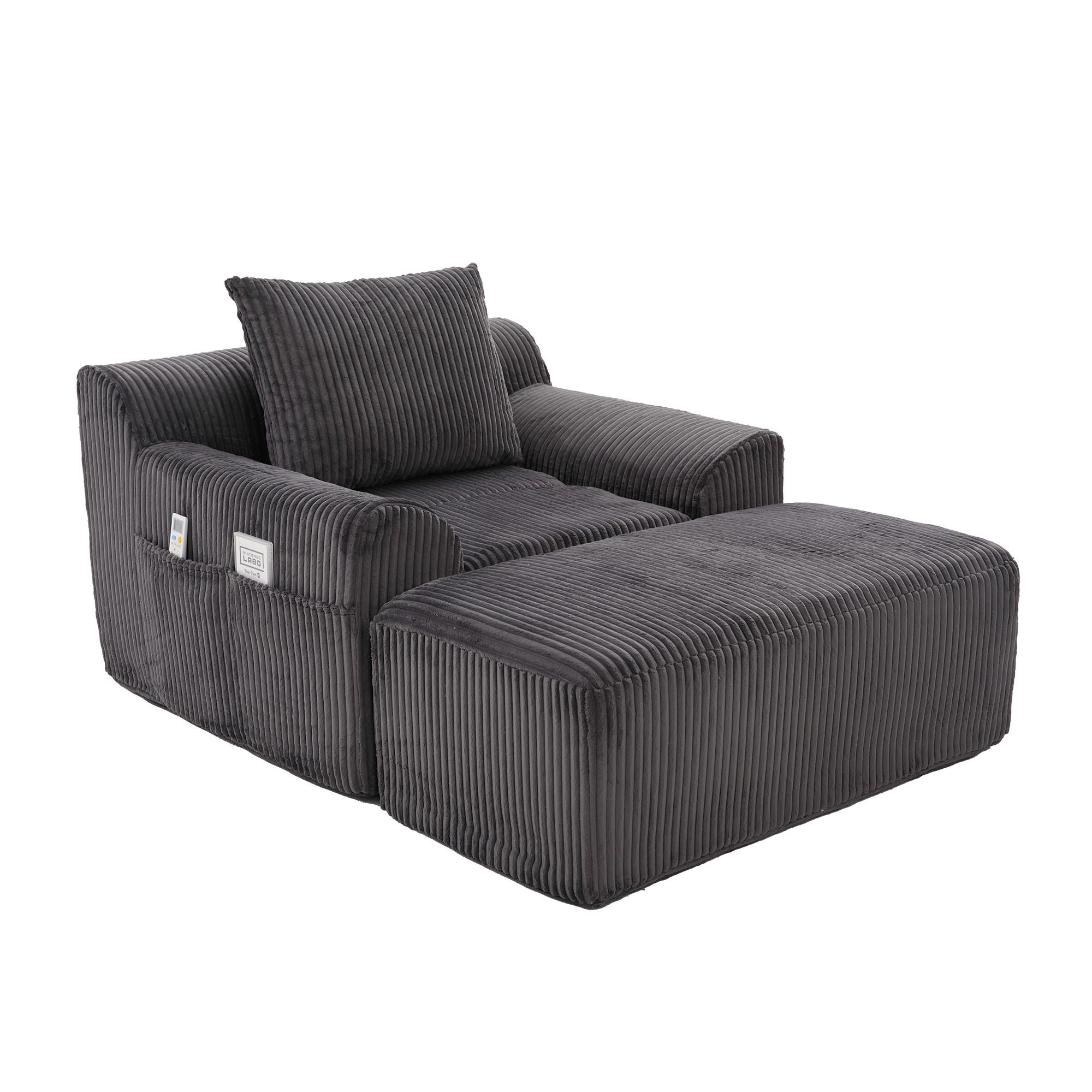 wohnli-moebel-suche-800001402785 Wohnli Möbelsuche - SESSEL mit Hocker in Cord Übergroßer Relaxsessel