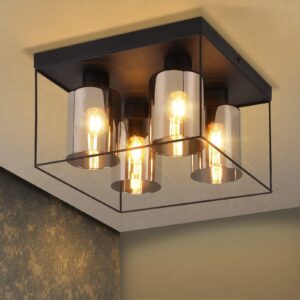 wohnli-moebel-suche-800001403189-1 LED-DECKENLEUCHTE Falkengrimm 30.0/20.0/30.0 cm Deckenlampe Glas ZMH Lampen & Leuchten > LED-Leuchten > LED-Deckenleuchten Schwarz