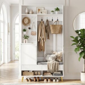 wohnli-moebel-suche-800001405060-1 GARDEROBEN-SET 100 cm in Weiß 6-in-1 Flurgarderobe Holzwerkstoff Urban Meuble Garderoben Weiß