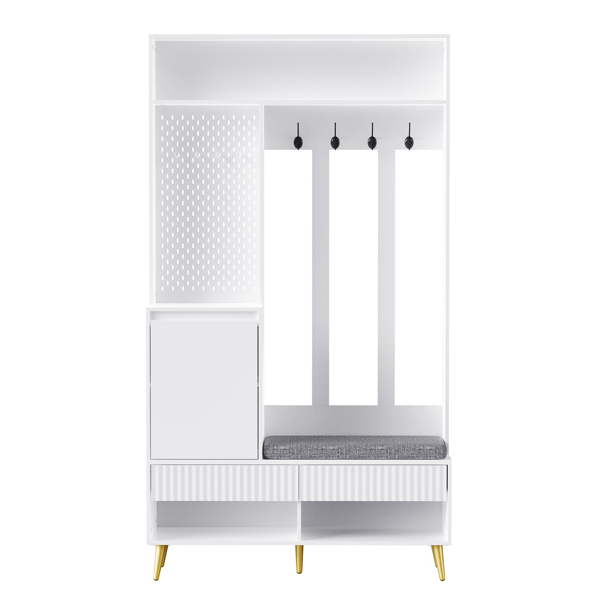 wohnli-moebel-suche-800001405060 Wohnli Möbelsuche - GARDEROBEN-SET 100 cm in Weiß 6-in-1 Flurgarderobe