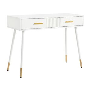 wohnli-moebel-suche-800001405067 Wohnli Möbelsuche - SCHMINKTISCH in Weiß mit goldenen Metallbeinen & 2 Schubladen