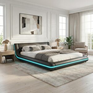 wohnli-moebel-suche-800001405069-1 POLSTERBETT 140x200cm in Schwarz mit App-gesteuertem LED-Licht Textil Urban Meuble Möbel > Betten Schwarz