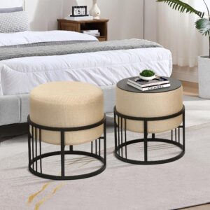 HOCKER-SET 2-TLG. Tas Textil [en.casa] Möbel > Sessel > Hocker Beige