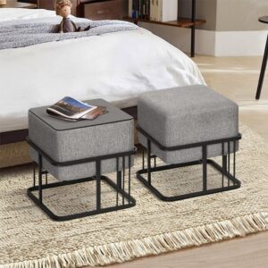 HOCKER-SET 2-TLG. Tas Textil [en.casa] Möbel > Sessel > Hocker Grau