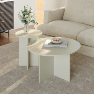 BEISTELLTISCH-SET 2 TLG. Verummetka Holzwerkstoff [en.casa] Möbel > Tische > Beistelltische Weiß