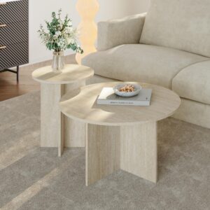 BEISTELLTISCH-SET 2 TLG. Verummetka Holzwerkstoff [en.casa] Möbel > Tische > Beistelltische Beige