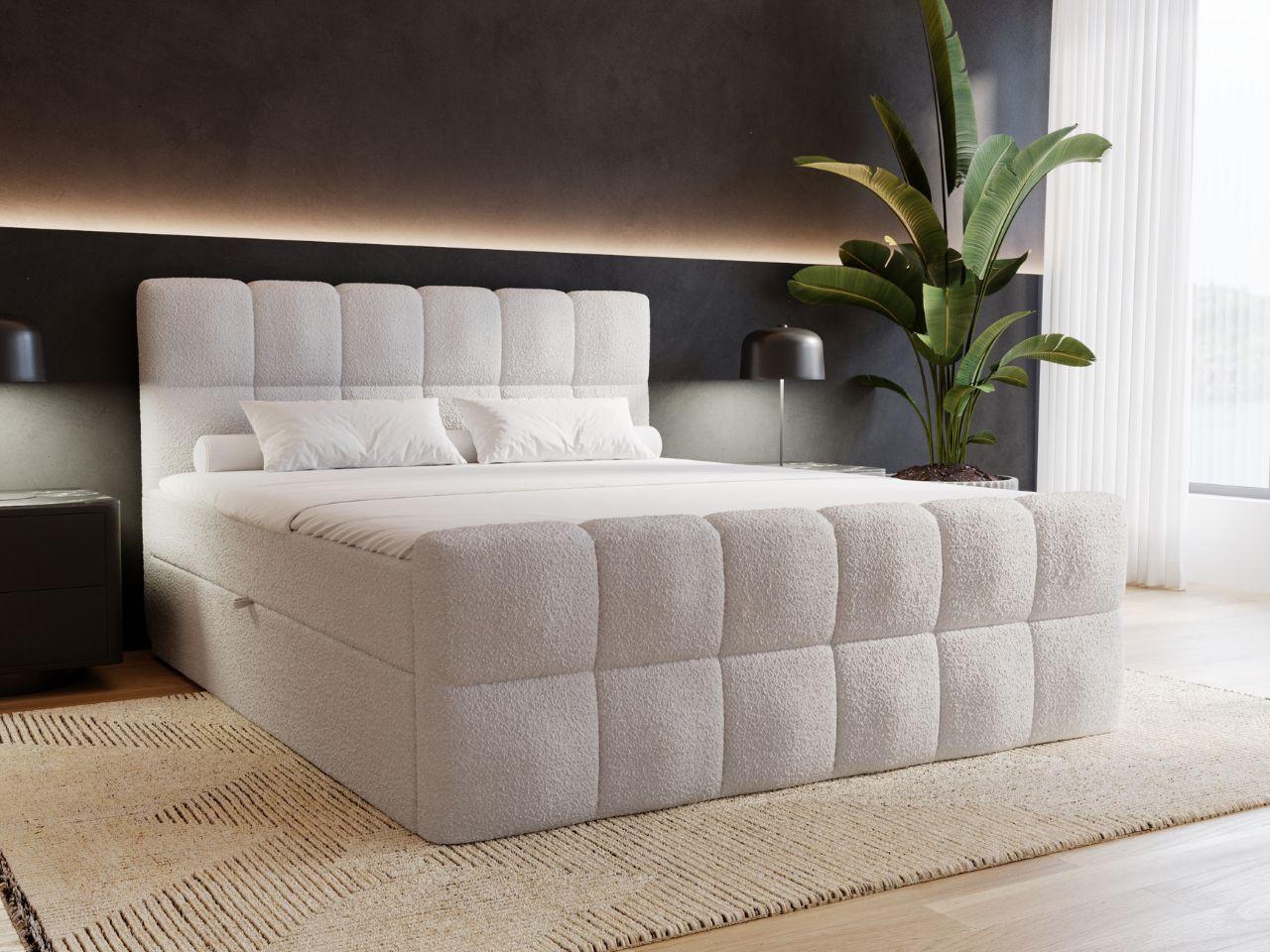 BOXBETT Alicante 160x200 Bouclé-Stoff Grau Textil Graingold Möbel > Betten > Boxspringbetten Grau