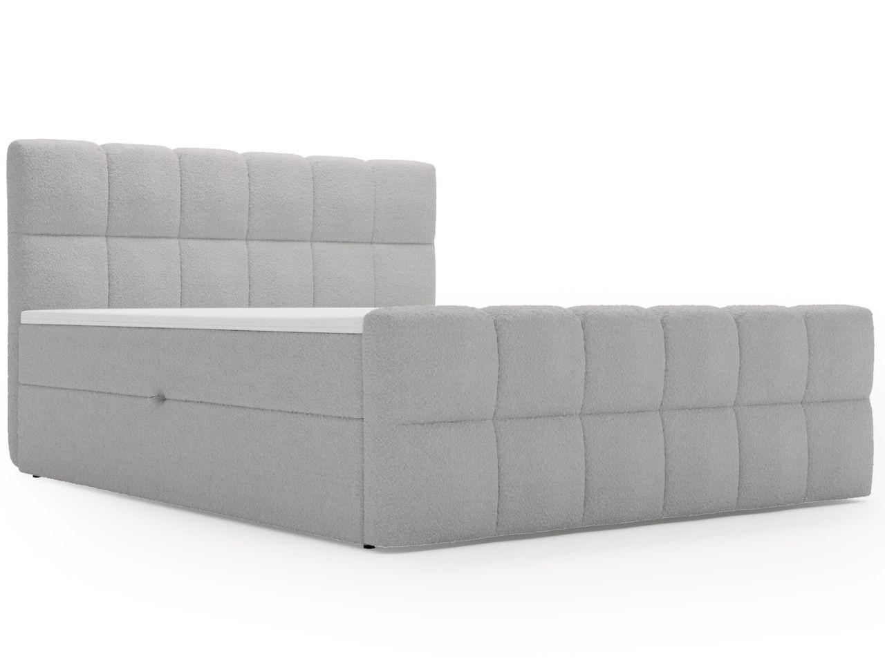 Wohnli Möbelsuche - BOXBETT Alicante 160x200 Bouclé-Stoff Grau