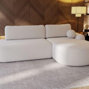ECKSOFA Aurio O Bouclé-Stoff Weiß Rechts Textil Graingold Möbel > Sofas & Couches > Wohnlandschaften > Ecksofas Weiß