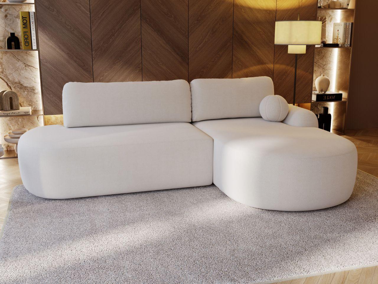 ECKSOFA Aurio O Bouclé-Stoff Weiß Rechts Textil Graingold Möbel > Sofas & Couches > Wohnlandschaften > Ecksofas Weiß