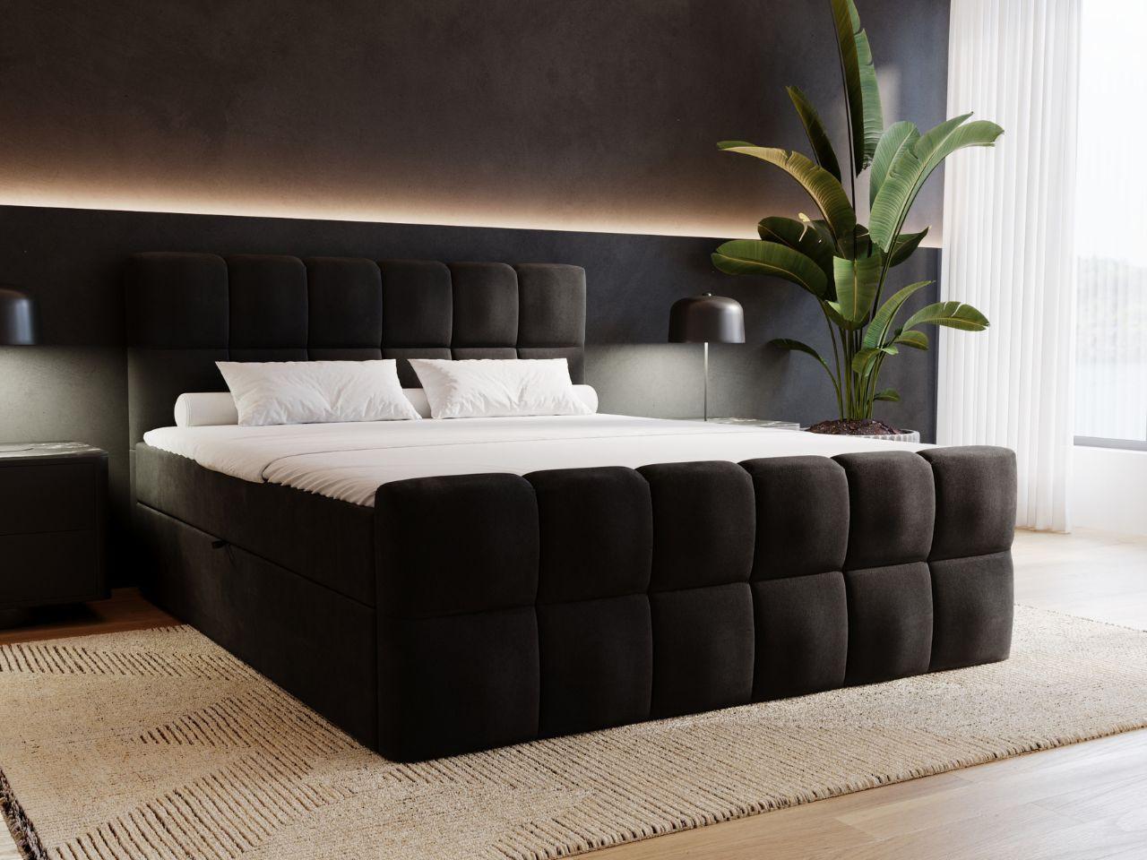 BOXBETT Alicante 160x200 Schwarz Textil Graingold Möbel > Betten > Boxspringbetten Schwarz