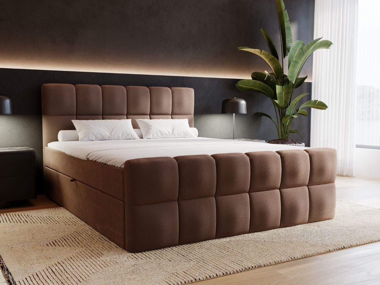 BOXBETT Alicante 180x200 Braun Textil Graingold Möbel > Betten > Boxspringbetten Braun