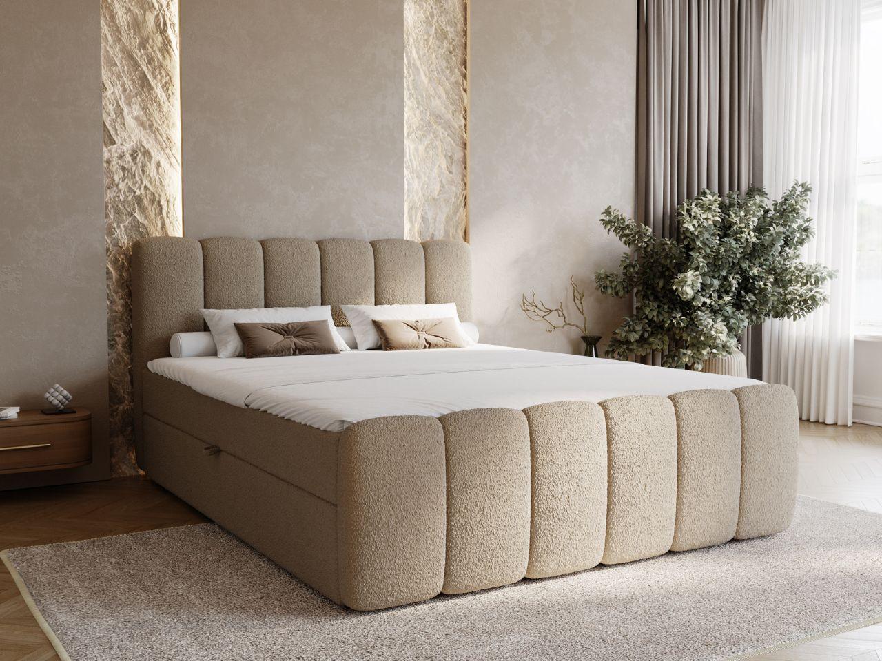 wohnli-moebel-suche-800001411331-1 BOXBETT Cloud 200x200 Bouclé-Stoff Braun Textil Graingold Möbel > Betten > Boxspringbetten Braun
