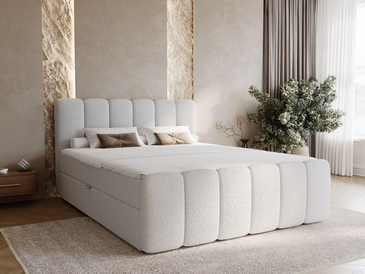 BOXBETT Cloud 140x200 Bouclé-Stoff Grau Textil Graingold Möbel > Betten > Boxspringbetten Grau