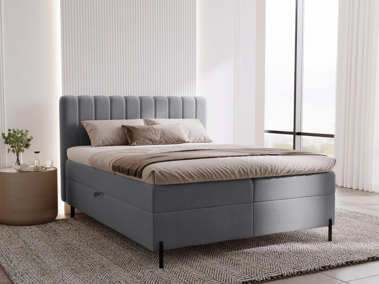 wohnli-moebel-suche-800001411480-1 BOXBETT Primavera 140x200 Dunkelgrau Textil Graingold Möbel > Betten > Boxspringbetten Grau