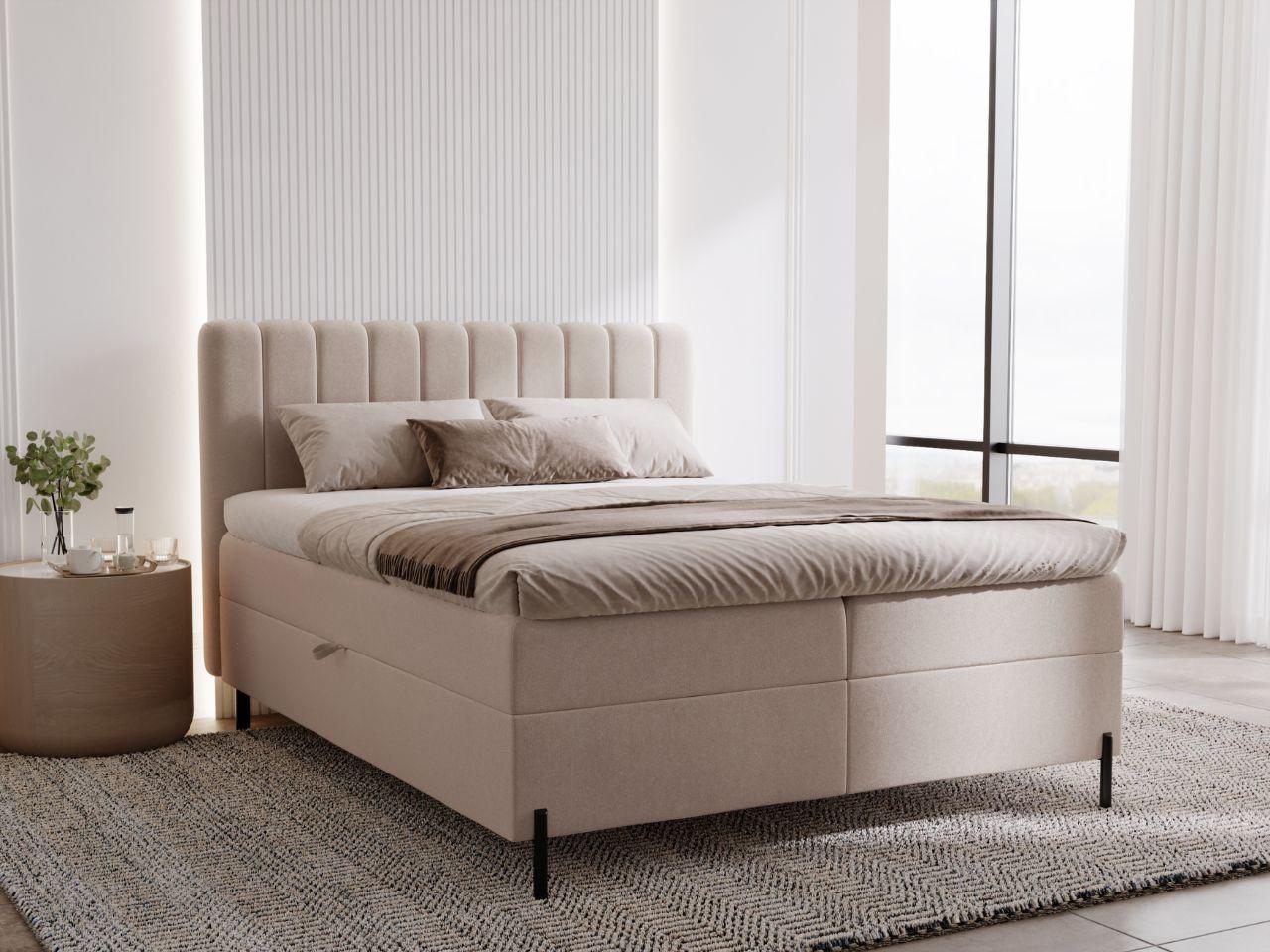 wohnli-moebel-suche-800001411485-1 BOXBETT Primavera 140x200 Beige Textil Graingold Möbel > Betten > Boxspringbetten Beige
