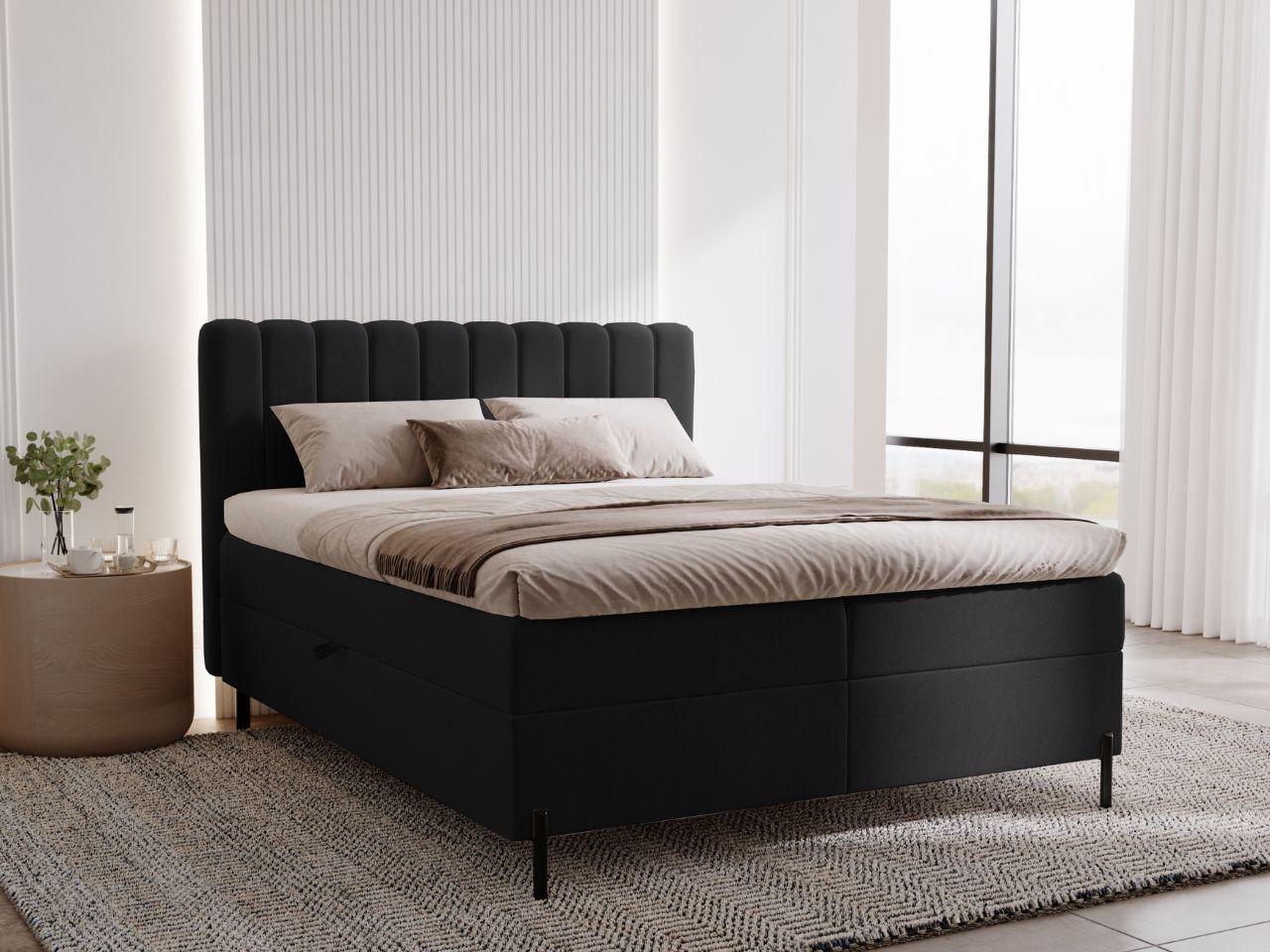 wohnli-moebel-suche-800001411494-1 BOXBETT Primavera 180x200 Schwarz Textil Graingold Möbel > Betten > Boxspringbetten Schwarz
