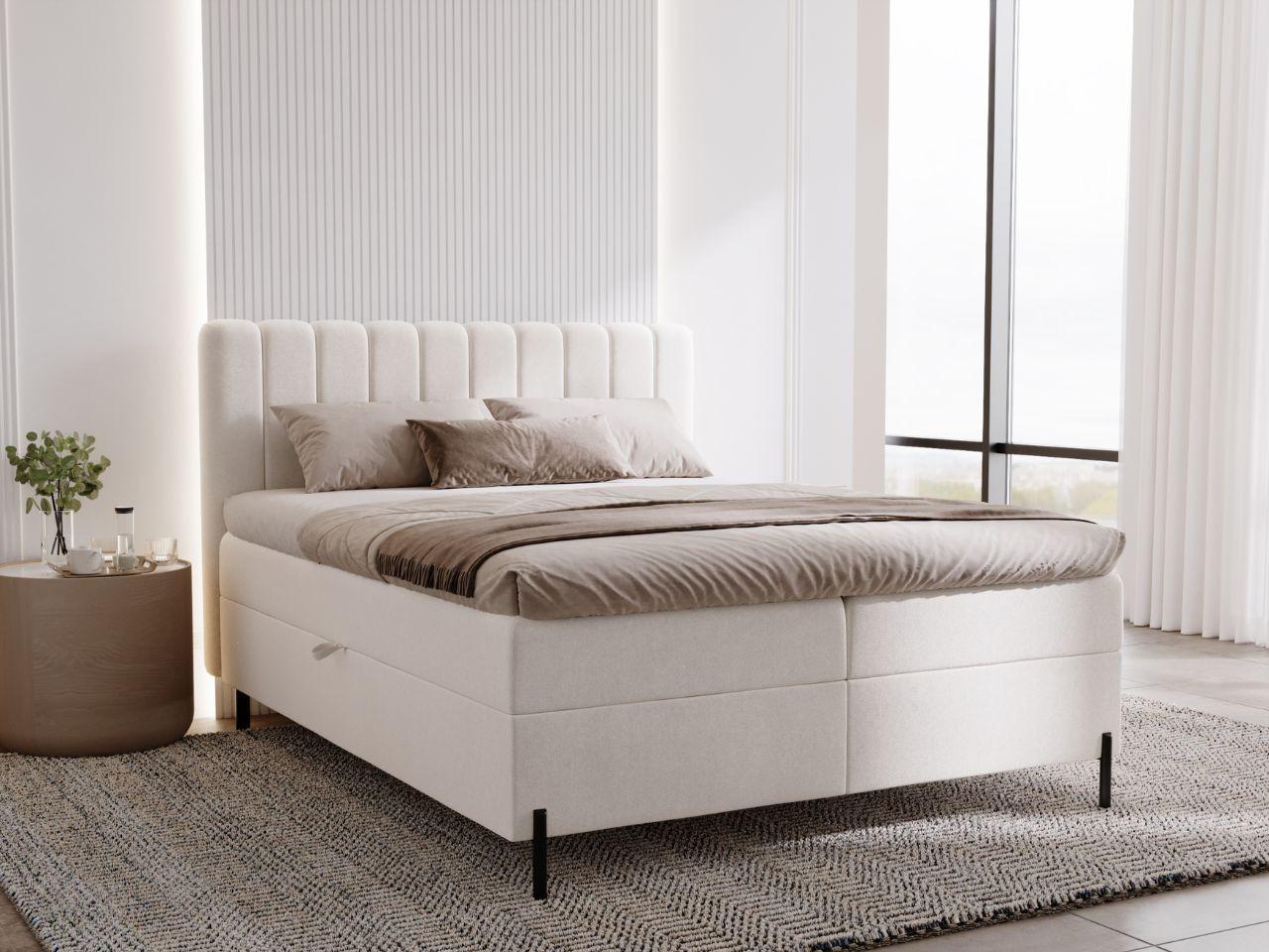 BOXBETT Primavera 160x200 Creme Textil Graingold Möbel > Betten > Boxspringbetten Weiß