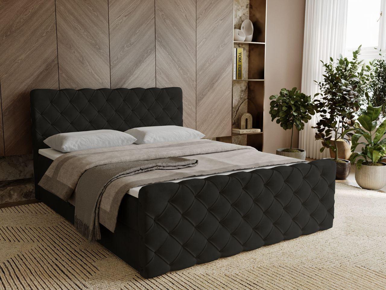 wohnli-moebel-suche-800001411534-1 BOXBETT Lunaris 160x200 Schwarz Textil Graingold Möbel > Betten > Boxspringbetten Schwarz