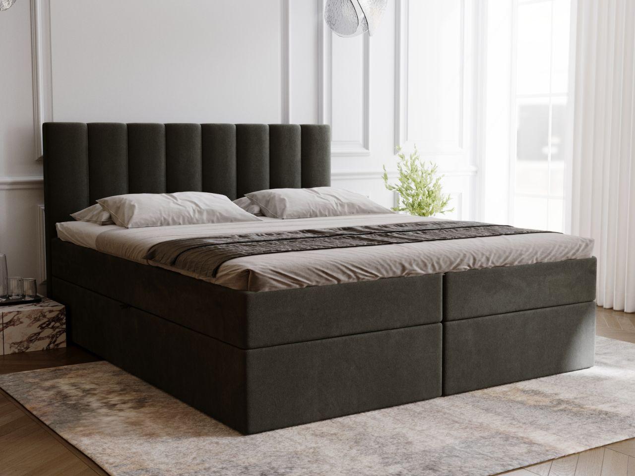wohnli-moebel-suche-800001411560-1 BOXBETT Mocca 160x200 Dunkelgrau Textil Graingold Möbel > Betten > Boxspringbetten Grau