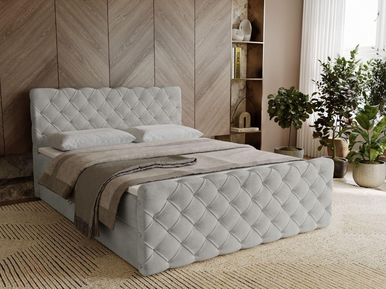 BOXBETT Lunaris 160x200 Hellgrau Textil Graingold Möbel > Betten > Boxspringbetten Grau