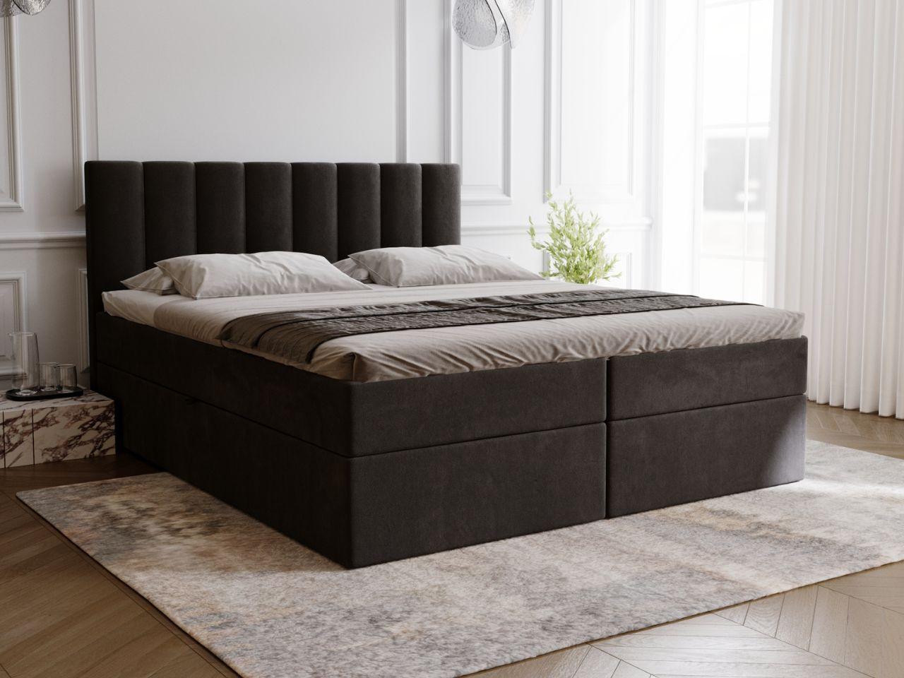 wohnli-moebel-suche-800001411580-1 BOXBETT Mocca 140x200 Schwarz Textil Graingold Möbel > Betten > Boxspringbetten Schwarz