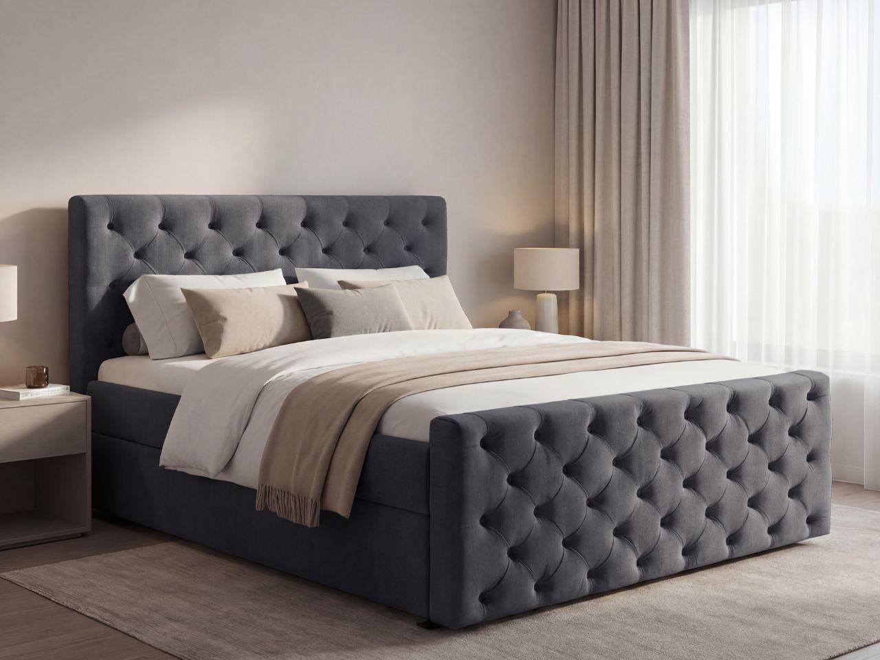 wohnli-moebel-suche-800001411653-1 BOXBETT Montego 160x200 Dunkelgrau Textil Graingold Möbel > Betten > Boxspringbetten Grau