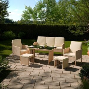 wohnli-moebel-suche-800001419925-1 SITZGRUPPE Turin creme Polyrattan Kunststoff Juskys Garten & Outdoor > Gartenmöbel > Gartenmöbel-Sets Weiß
